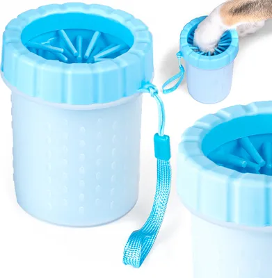 Produktbild von Pfotenreiniger für kleine Hunde RAGI Pfotendusche Pfotenwäscher Fußwäscher Hundepflege Silikon Bürste Reinigung Schlamm Dreck tragbar Hundezubehör