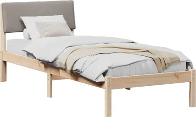 Productafbeelding van Bedframe Bruin en taupe 75 x 190 cm Massief grenenhout