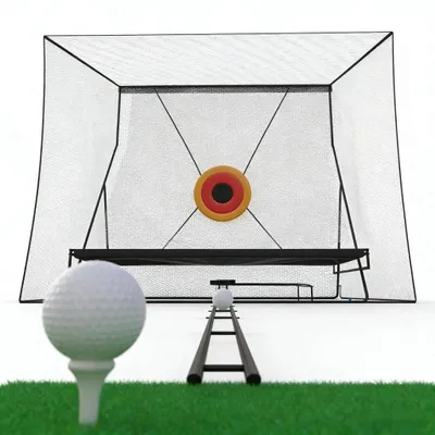 Produktbild von Golf Übungsnetz Trainingsnetz für Indoor & Outdoor mit Metallrahmen & Tragetasche Abschlag-, Chipping- & Putt-Training, Ballrückholfunktion 3x2,5x1,2