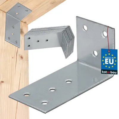 Produktbild von KOTARBAU® 12er Set Winkelverbinder Schwerlastwinkel 40x80x40mm verzinkter Stahl Winkel Stahlwinkel Stabil Langlebig Balkenverbinder Silber
