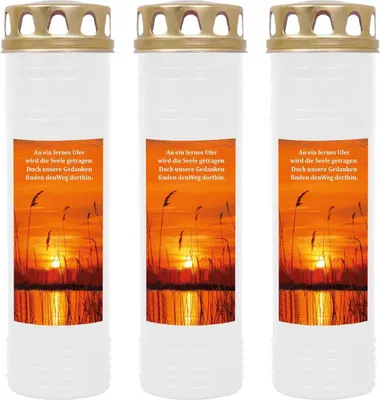 Produktbild von Grabkerze Weiß 3er Pack, Brenndauer: 170 Stunden ( je Kerze ), Motiv: Ufer