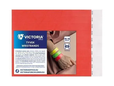 Produktbild von Identifikationsarmbänder, 3/4 Zoll, rot, aus Tyvek, Marke VICTORIA