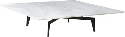 Produktbild von Casa Padrino Luxus Couchtisch Weiß / Schwarz 123 x 123 x H. 28,5 cm - Quadratischer Wohnzimmertisch mit Marmorplatte - Wohnzimmer Möbel - Luxus Möbel - Wohnzimmer Einrichtung