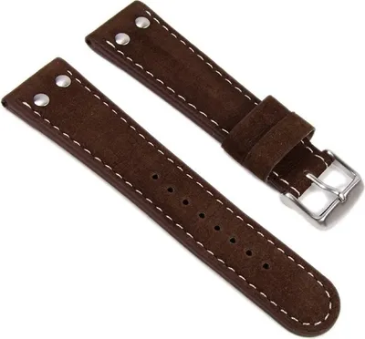 Produktbild von Wasserbüffel Ersatzband Uhrenarmband Leder 24mm Dunkelbraun 956824