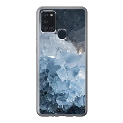 Produktbild von MuchoWow® Handyhülle Schutzhülle Hülle für Samsung Galaxy A21s Naturstein - Kristall - Blau Silikon Softcase Handy Hülle - Hartschale