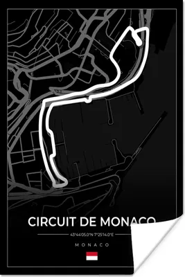 Produktbild von MuchoWow® Poster Monaco - Formel 1 - Circuit de Monaco - Rennstrecke - Schwarz 60x90 cm - Wanddekoration