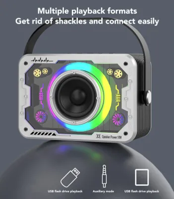Image de Machine à karaoké pour enfants, tout-en-un, mini haut-parleur Bluetooth portable sans fil avec microphone, argent