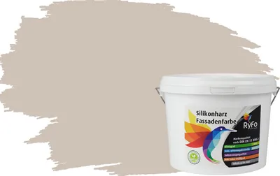Produktbild von RyFo Colors Silikonharz Fassadenfarbe Lotuseffekt Trend Kaschmirgrau 3l - bunte Fassadenfarbe, weitere Grau Farbtöne und Größen erhältlich, Deckkraft Klasse 1