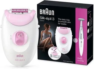 Zdjęcie produktu dla Braun Silk-épil 3 3-321, Różowy, Biały, 20 pęset(y), 100 - 240 V, Pudełko, 65 mm, 180 mm
