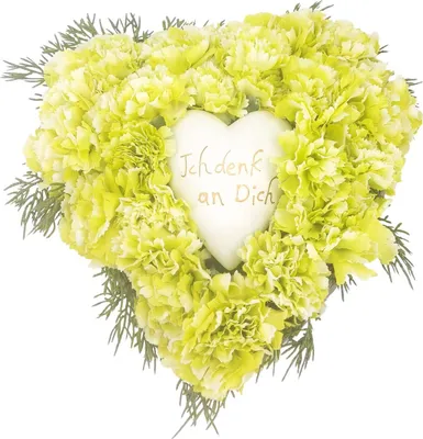 Produktbild von Grabgesteck Weidenherz D. 25cm mit Nelkenblüten grün CreaFlor Home
