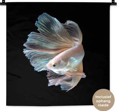 Produktbild von MuchoWow® Wandteppich Wandbehang Fisch - Schwanz - Schwarz 60x60 cm Tapisserie Dekoration Wandtuch - Dekorationen - Wand Decke