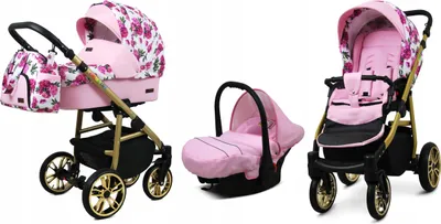 Produktbild von BabyLux® Color Lux | Detský kočík 3v1 Bambimo | KočíkyPeonyOnWhite | Kombinovaný kočík | Detská váha