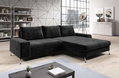 Obrázek produktu pro Stylová rozkládací sedačka CHRISTINE - černá, pravý roh