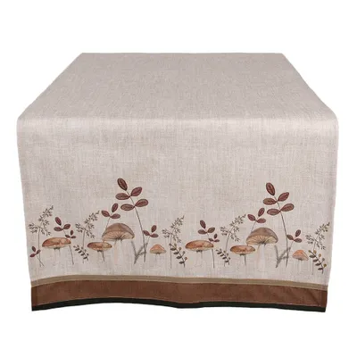 Produktbild von Clayre & Eef Tischläufer 50x140 cm Beige Baumwolle Pilze