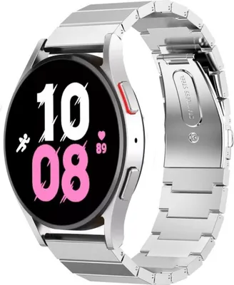 Produktbild von Strap-it Metallarmband - Kompatibel mit Samsung Galaxy Watch 5 Armband 44mm Ersatzarmband Edelstahl - Faltschließe - Hochwertiges Material - für Smartwatch 20mm Armband Silber