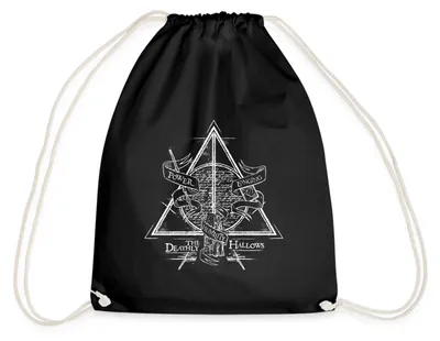 Produktbild von Spreadshirt Harry Potter The Deathly Hallows Turnbeutel, One size, Schwarz