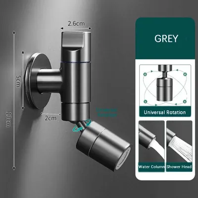 Obrázek produktu pro INF Univerzální otočný kohoutek 360° nerez 13cmx5cmx5cm pro mopovací dřez a pračku Šedá