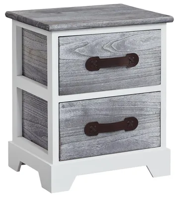 Produktbild von Nachttisch SALERNO Nachtschrank Nachtkommode, mit 2 Schubladen in weiß grau, Shabby Chic Vintage Look