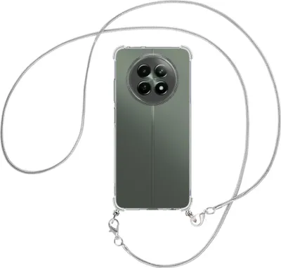Produktbild von Handykette Backcover-Schutzhülle mit Band (Metall silberfarben) für Realme 12 5G, 12X 5G, 13 5G, Narzo 70X 5G - silberfarbene Snake-Kette