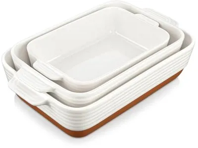 Produktbild von PromoHome® rechteckige Auflaufform Set aus 3 - Keramik, spülmaschinenfest, stapelbar