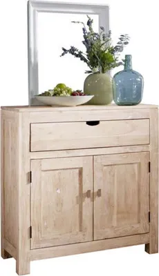 Image de MASSIVMOEBEL24 | Buffet 90x40 Acacia blanchi Blanc NATURE WHITE #81