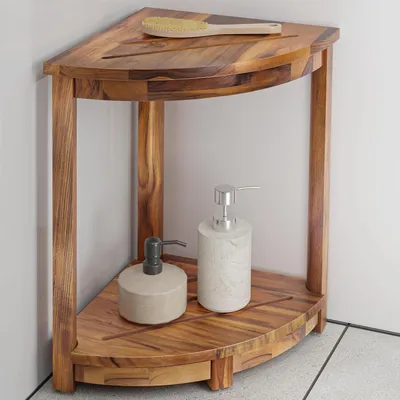 Produktbild von Eck-Duschhocker aus Teakholz für die Innendusche, 45,7 cm