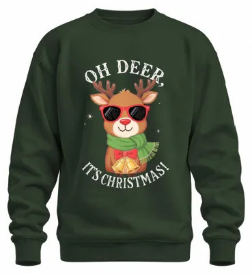Productafbeelding van Oh Deer, Kerstmis, Rudolph, Herten, Vrolijk Kerstfeest, Sweater, Groen, Maat S