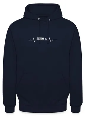 Produktbild von Spreadshirt Feuerwehr Herzschlag Feuerwehrmann ehrenamtlich Uni Hoodie, XL, Navy