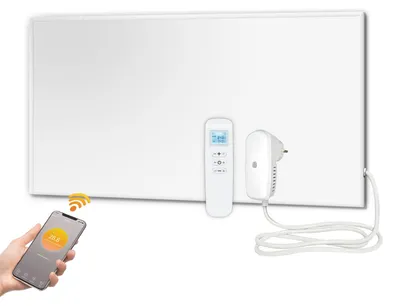 Image de Panneau mural de chauffage infrarouge - 700 W, blanc, avec application et télécommande - Radiateur électrique