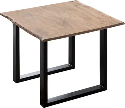 Produktbild von Esstisch Baumkante massiv Akazie stonefarben 90 x 90 cm schwarz LAURINA