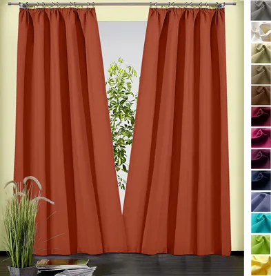 Produktbild von heimtexland ® Dekoschal Baumwolle Uni Gardine Kräuselband Schlaufen Vorhang Blickdicht Natur  Typ625 Bandschal HxB 150x135 cm Terra