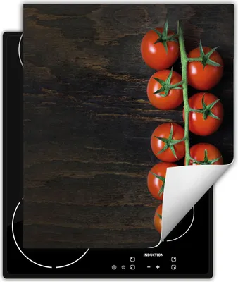 Produktbild von DarHaus Herdabdeckplatte 45x52 cm Anti Rutsch Matte Aufrollbar, Tomaten - Holz