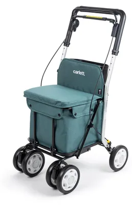 Produktbild von Carlett Rollator und Einkaufstrolley mit Sitz, EU-Medizinprodukt, 29 L Tasche bis 15 kg, Ablagefach, höhenverstellbarer Griff, faltbar, verstellbare