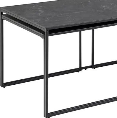Produktbild von Infinity Couchtisch Set mit 3 Stk. schwarzer Marmordruck, schwarz.