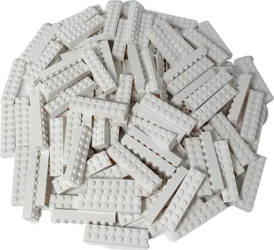 A pile of white LEGO bricks.