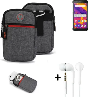 Produktbild von K-S-Trade Gürteltaasche + Kopfhörer kompatibel mit Blackview BV6600 Pro Handy Tasche Holster Schutz Hülle Handy Hülle grau Zusatzfächer 1x
