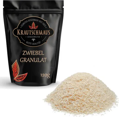 Produktbild von 120g Zwiebelgranulat grob von Krautschmaus, schonend getrocknet, voller Geschmack