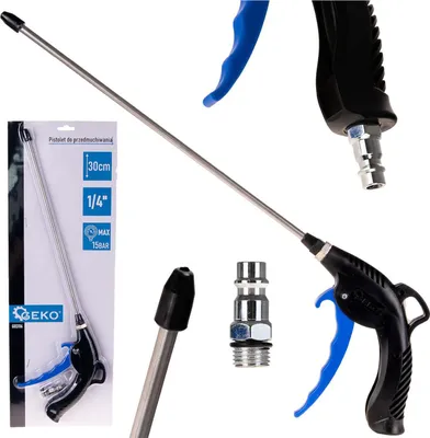 Immagine prodotto di Pistola ad aria compressa con ugello da 30 cm e raccordo rapido 1/4" , 15 Bar, pistola per soffiaggio e lavaggio  Geko
