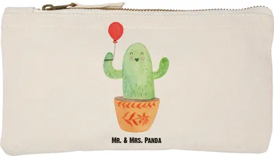 Produktbild von Mr. & Mrs. Panda Pouch Kaktus Luftballon Größe S Klein - Weiß - Geschenk, kosmetiktäschchen, Schlampermäppchen, Freundin, Kakteen, Kulturbeutel, Ausbildung, Neustart