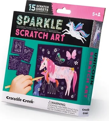 Obrázok produktu pre Crocodile Creek trblietavé stieracie žreby jednorožec - 15 kariet