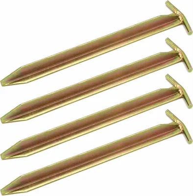 Obrázek produktu pro Sada 4 pozinkovaných kovových kolíků ve tvaru T z oceli, 300 x 25 mm, pro velké kempinkové stany na tvrdém podkladu