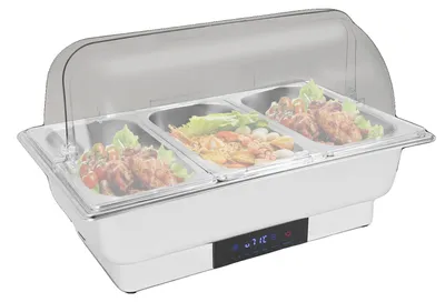 Imagen del producto de Calentador de alimentos, depósito de agua de 15,85 litros, recipiente para alimentos de 9,51 litros, potencia de 600W, voltaje de 220V, control táctil
