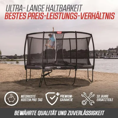 Produktbild von BERG Trampolin rechteckig Ultim Champion Regular 330 Grey / grau + Safety Net Deluxe
