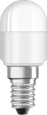 A studio shot of a white LED light bulb with a silver screw base.