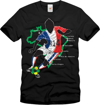 Produktbild von style3 WM Frankreich Brasilien Fußball T-Shirt für Herren in verschiedenen Farben S-3XL