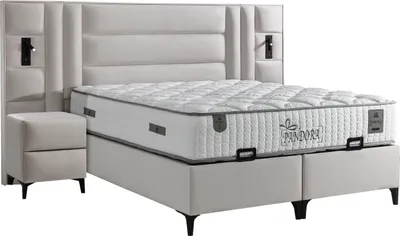 Produktbild von Villa Möbel Bett Set Pandora 160x200 cremeweiß, Bett (ohne Matratze), Bett mit Stauraum