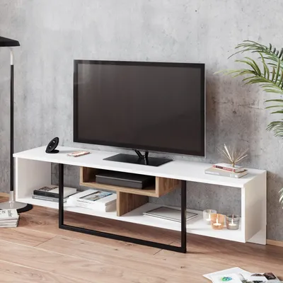 Immagine prodotto di Skye Decor, Asal (150) - Bianco, Ud, Nero, Mobile TV, Bianco, 100% PANNELLI DI PARTICELLE RIVESTITI IN MELAMMINA, 149,4 x 35,2 x 40,2 cm