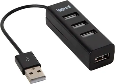 Obrázek produktu pro iggual HUB-A-4p, USB 2.0, USB 2.0, 480 Mbit/s, Černá, 0,1 m, USB