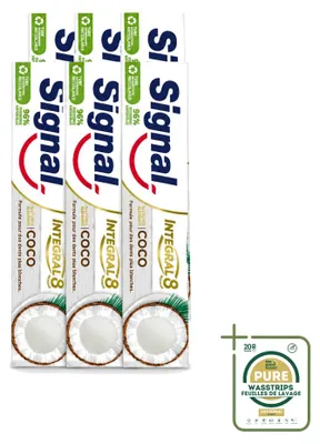 Productafbeelding van 6 x Signal Integral 8 Nature Elements Kokostandpasta - 75 ml - Verpakking met 6 stuks