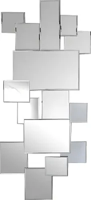 Produktbild von AROL Wandspiegel mit dekonstruktiver Form - 120 × 2 × 53 cm - Edelstahl und MDF - silberfarben